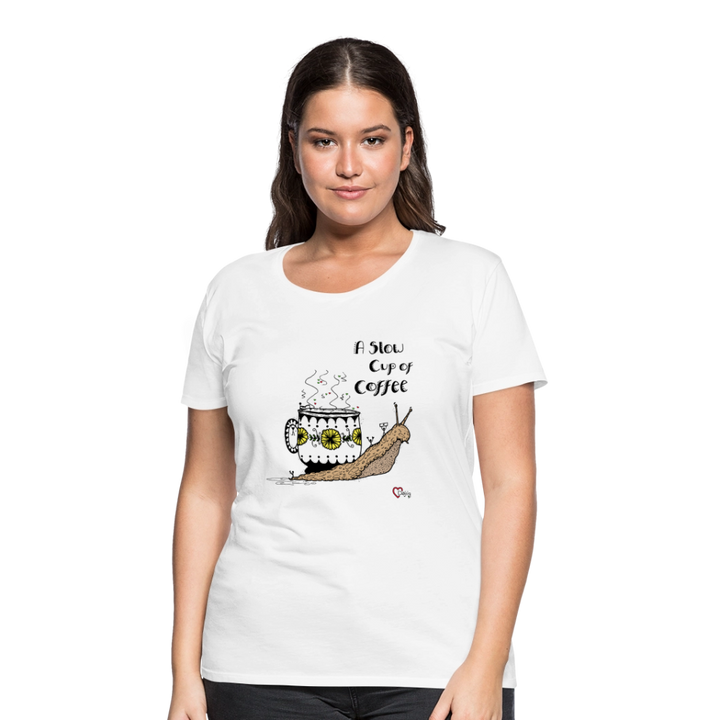 A Slow Cup of Coffee Snegl - Eksklusiv Dame T-shirt - hvid