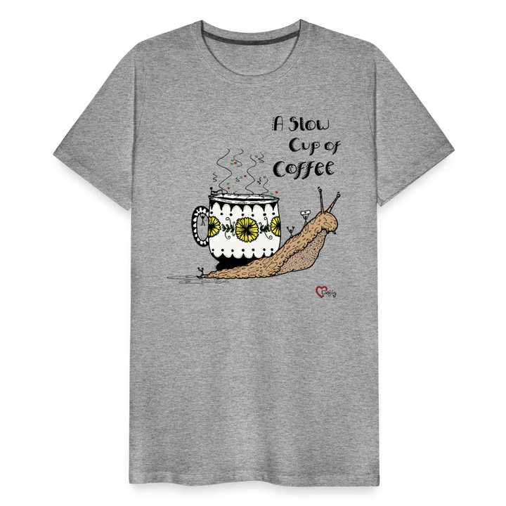 A Slow Cup of Coffee Snegl - Eksklusiv Herre T-shirt - grå meleret