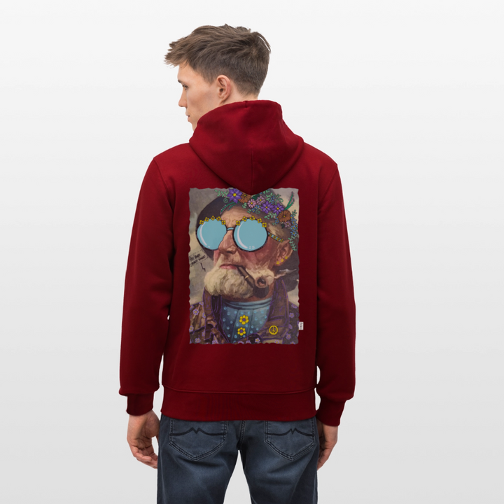 Hippie Hans - Kraftig Unisex Hættetrøje m. lynlås - burgunder-rød