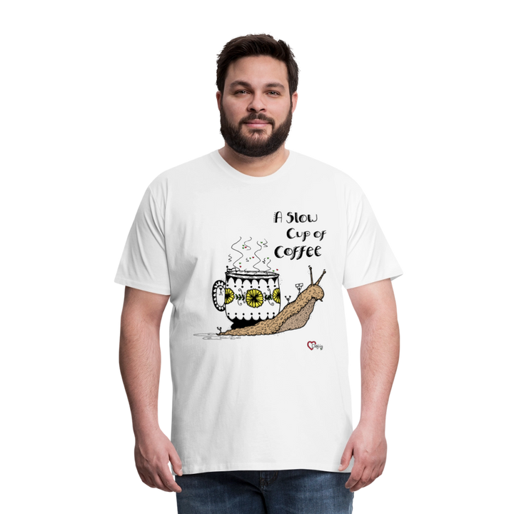 A Slow Cup of Coffee Snegl - Eksklusiv Herre T-shirt - hvid