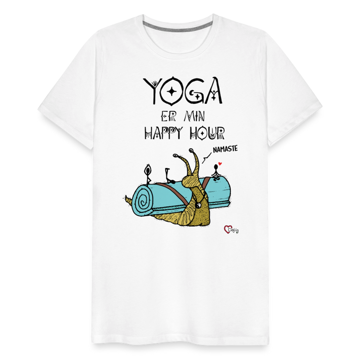 Yoga er min Happy Hour - Eksklusiv Herre T-shirt - hvid