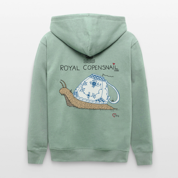 Royal Copensnail - Kraftig Unisex Hættetrøje m. lynlås - lys grågrøn