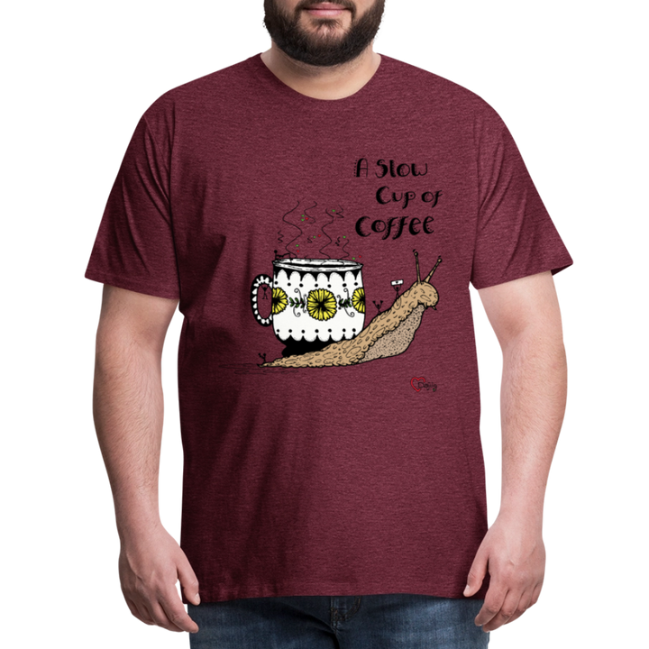 A Slow Cup of Coffee Snegl - Eksklusiv Herre T-shirt - bordeaux meleret