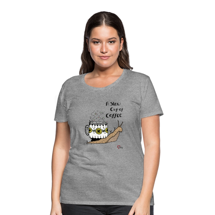 A Slow Cup of Coffee Snegl - Eksklusiv Dame T-shirt - grå meleret