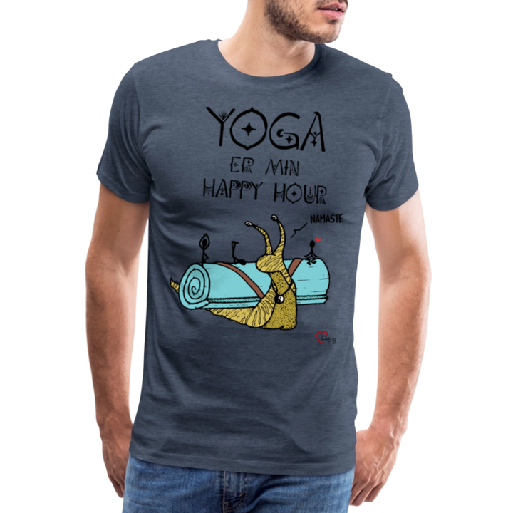 Yoga er min Happy Hour - Eksklusiv Herre T-shirt - blåmeleret