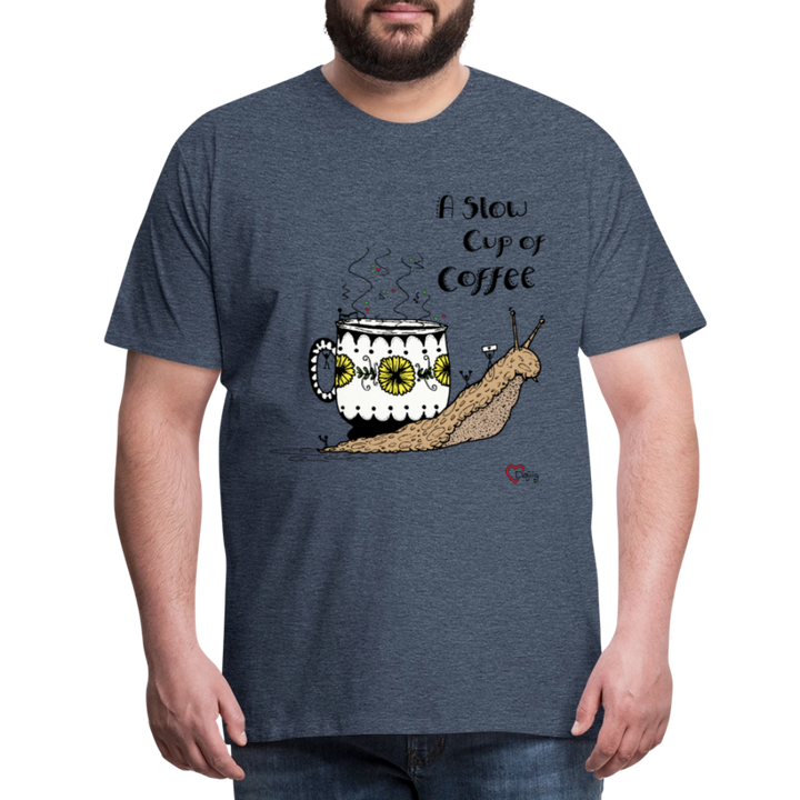 A Slow Cup of Coffee Snegl - Eksklusiv Herre T-shirt - blåmeleret