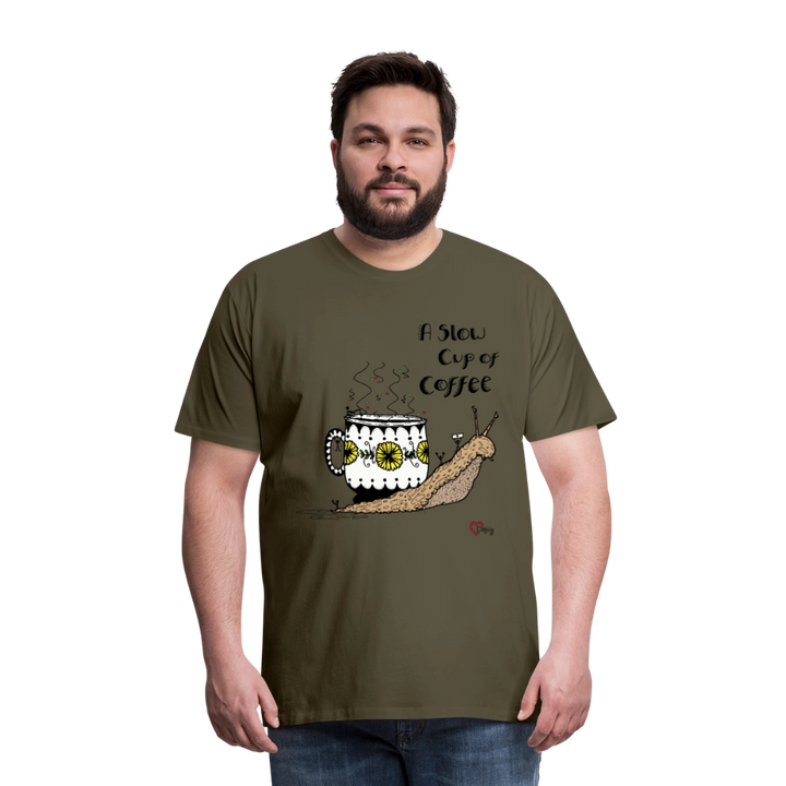 A Slow Cup of Coffee Snegl - Eksklusiv Herre T-shirt - kaki