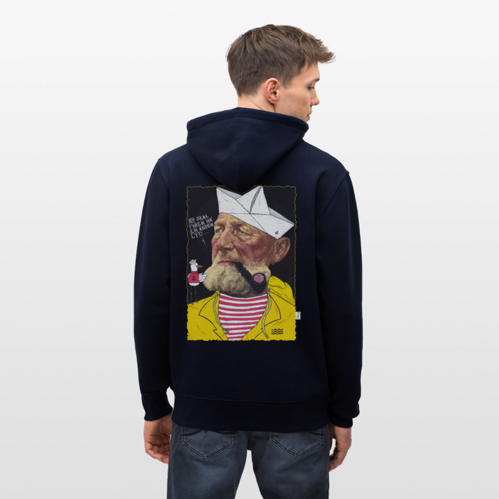 Styrmand Karlsen - Kraftig Unisex Hættetrøje m. lynlås - marineblå