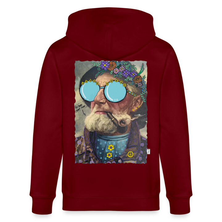 Hippie Hans - Kraftig Unisex Hættetrøje m. lynlås - burgunder-rød