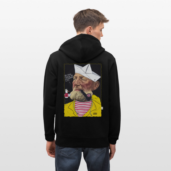 Styrmand Karlsen - Kraftig Unisex Hættetrøje m. lynlås - sort