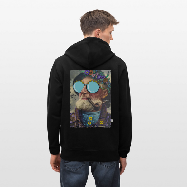 Hippie Hans - Kraftig Unisex Hættetrøje m. lynlås - sort