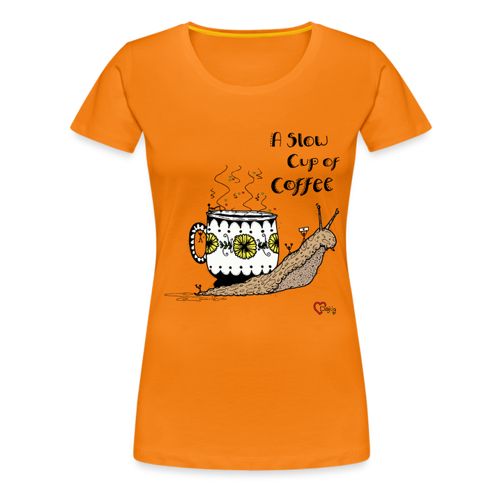 A Slow Cup of Coffee Snegl - Eksklusiv Dame T-shirt - orange