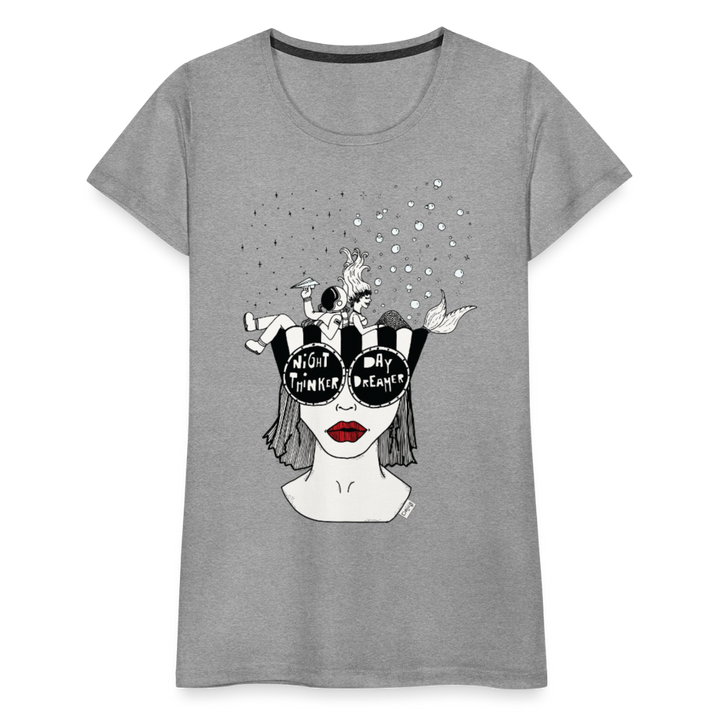 ADHD Day Dreamer, Night Thinker Dame T-shirt - grå meleret