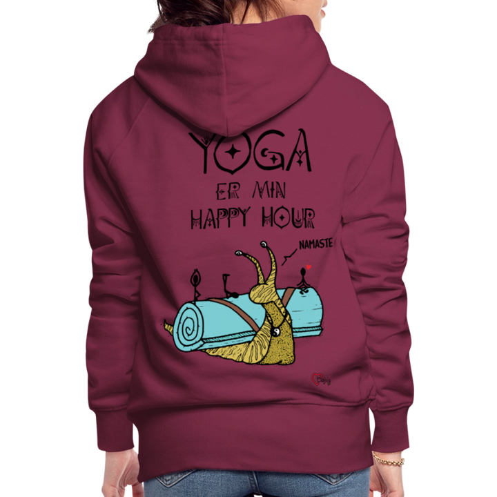 Yoga er min Happy Hour - Dame Hættetrøje - bordeaux