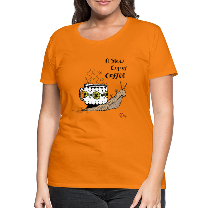 A Slow Cup of Coffee Snegl - Eksklusiv Dame T-shirt - orange