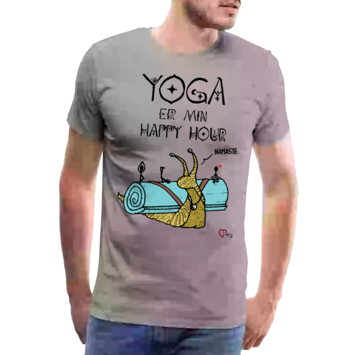 Yoga er min Happy Hour - Eksklusiv Herre T-shirt - grå meleret