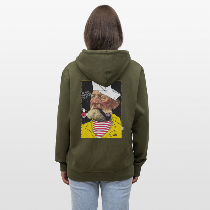 Styrmand Karlsen - Kraftig Unisex Hættetrøje m. lynlås - khaki