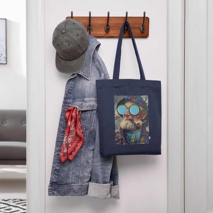 Hippie Hans - Kraftig mulepose i genbrugsstof - melange blue