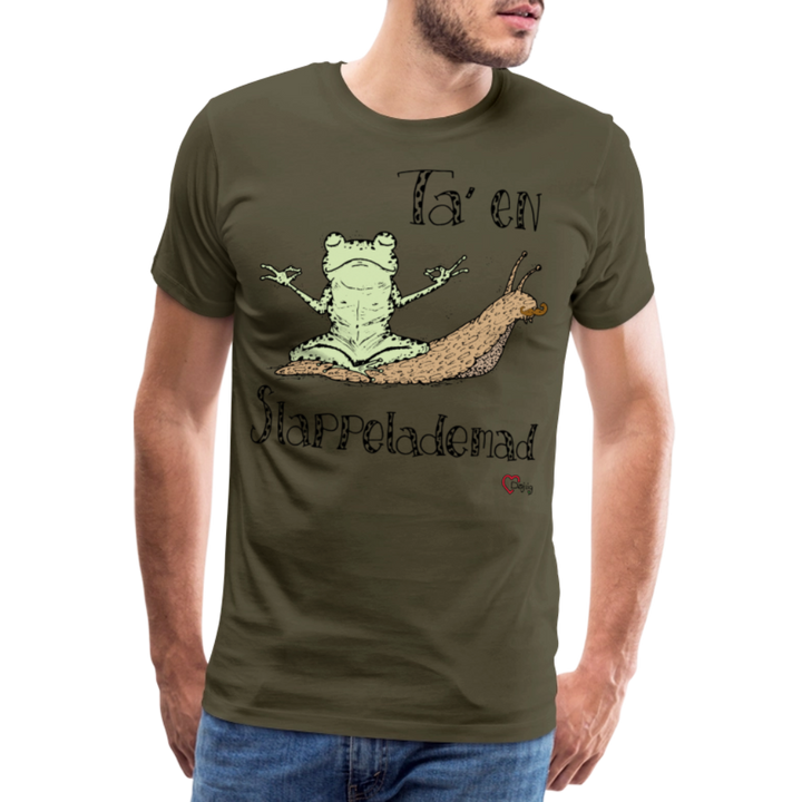 Ta' en Slappelademad Snegl - Eksklusiv Herre T-shirt - kaki