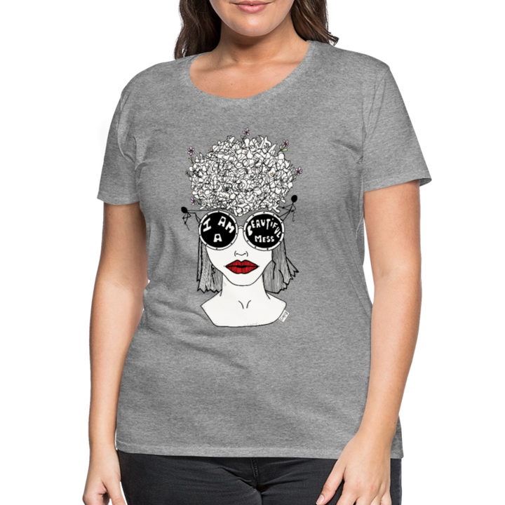 ADHD Beautiful Mess Dame T-shirt - grå meleret