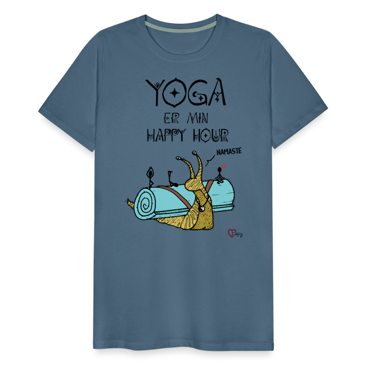 Yoga er min Happy Hour - Eksklusiv Herre T-shirt - blågrå