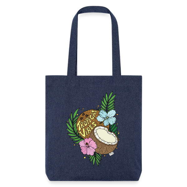Tropical Vibes - Kraftig mulepose i genbrugsstof - melange blue