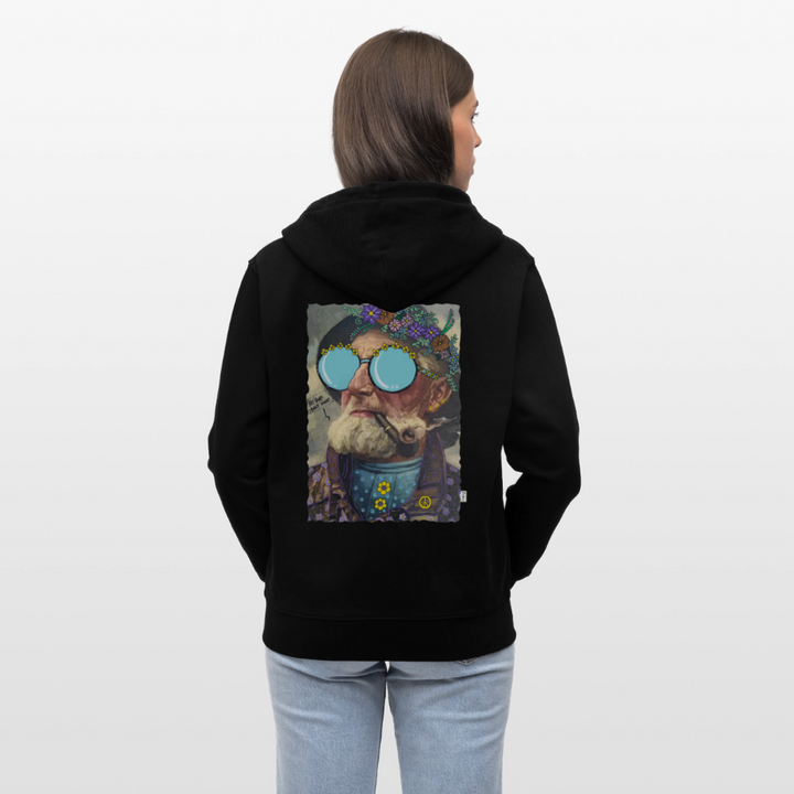 Hippie Hans - Kraftig Unisex Hættetrøje m. lynlås - sort