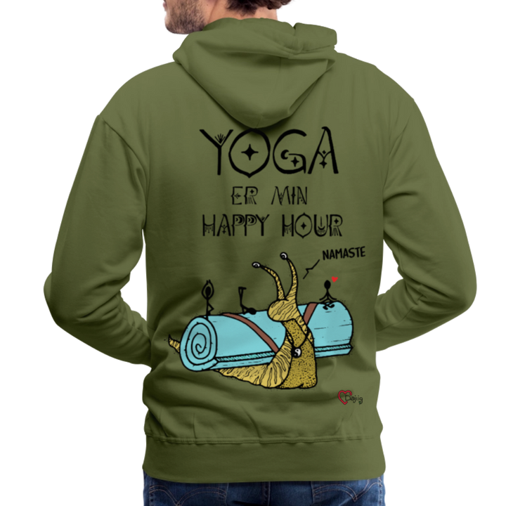 Yoga er min Happy Hour - Herre Hættetrøje - olivengrøn