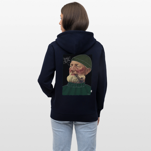 Anker Bådsmand - Kraftig Unisex Hættetrøje m. lynlås - marineblå
