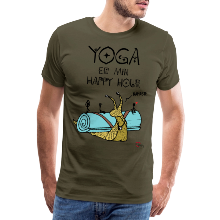 Yoga er min Happy Hour - Eksklusiv Herre T-shirt - kaki