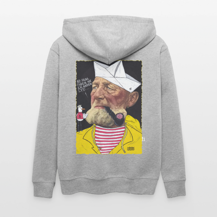 Styrmand Karlsen - Kraftig Unisex Hættetrøje m. lynlås - grå meleret