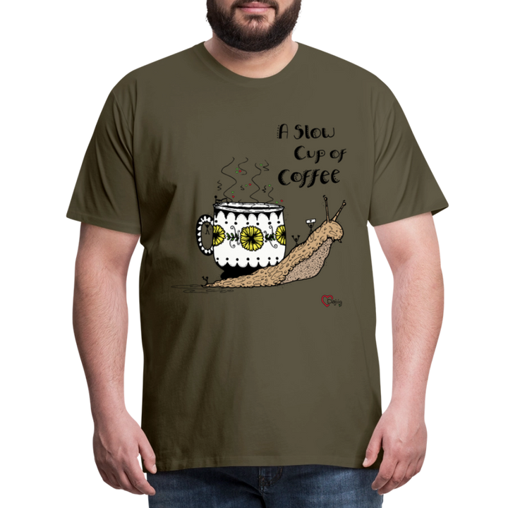 A Slow Cup of Coffee Snegl - Eksklusiv Herre T-shirt - kaki