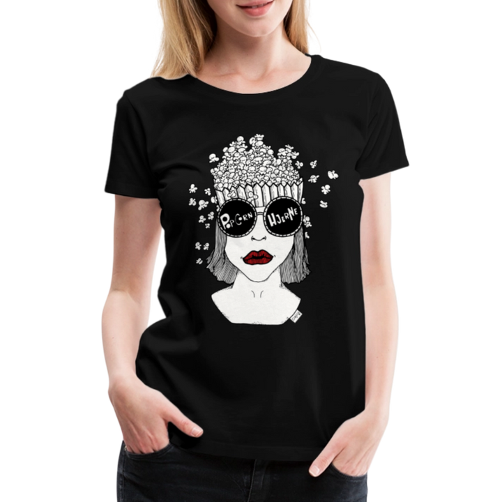 ADHD Popcorn Hjerne Dame T-shirt - sort