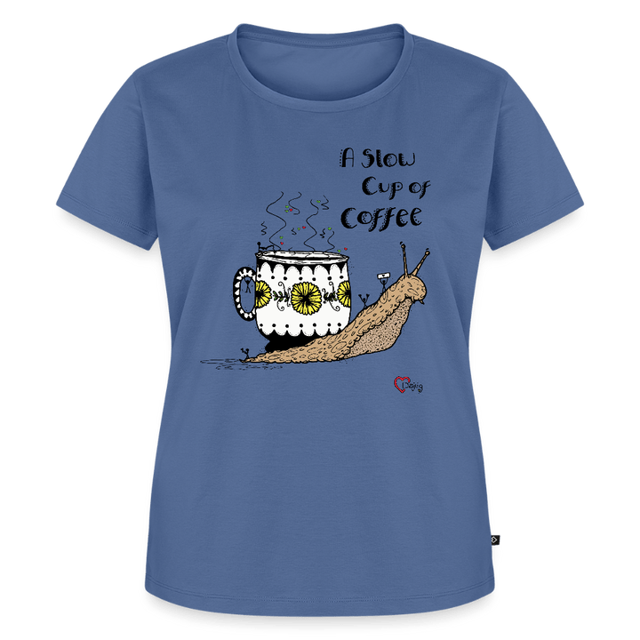A Slow Cup of Coffee Snegl - Eksklusiv Dame T-shirt - Dame premium T-shirt - dueblå - Dajlig