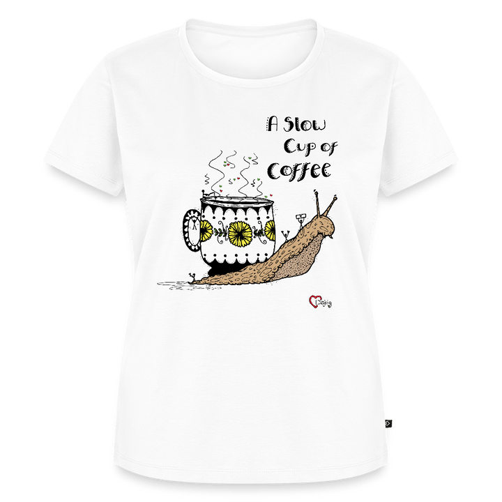 A Slow Cup of Coffee Snegl - Eksklusiv Dame T-shirt - Dame premium T-shirt - hvid - Dajlig
