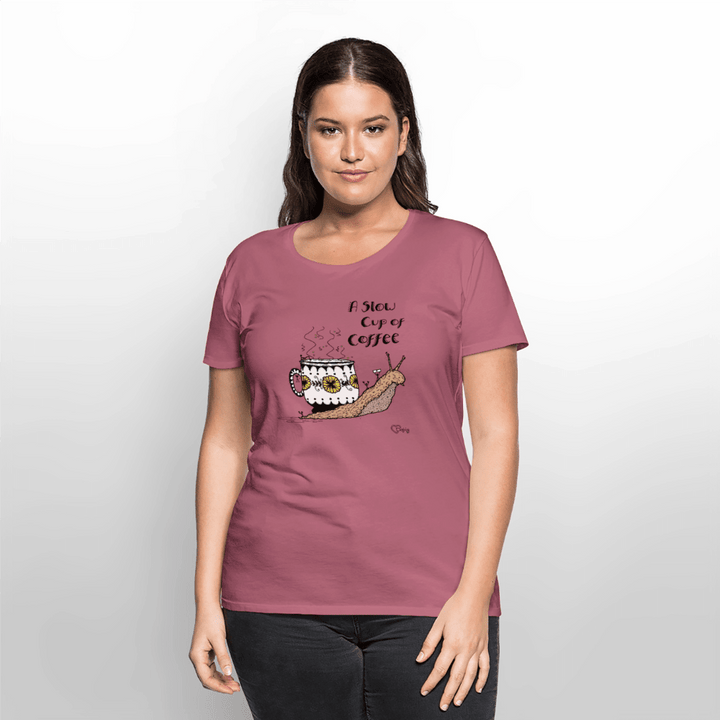 A Slow Cup of Coffee Snegl - Eksklusiv Dame T-shirt - Dame premium T-shirt - mauve - Dajlig