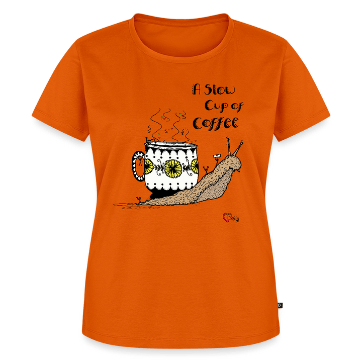 A Slow Cup of Coffee Snegl - Eksklusiv Dame T-shirt - Dame premium T-shirt - orange - Dajlig