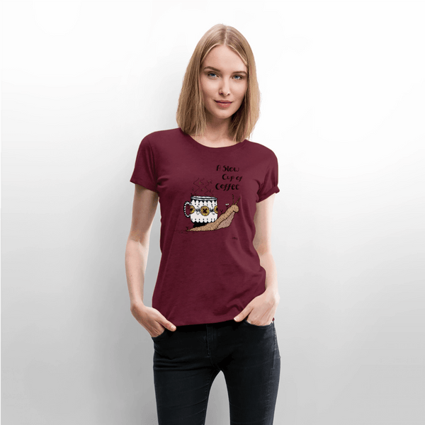 A Slow Cup of Coffee Snegl - Eksklusiv Dame T-shirt - Dame premium T-shirt - vinrød - Dajlig