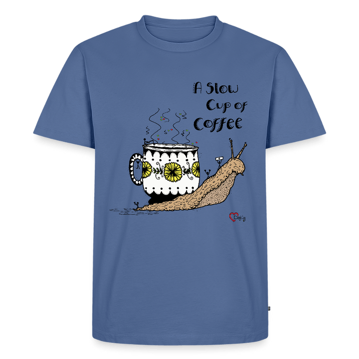 A Slow Cup of Coffee Snegl - Eksklusiv Herre T-shirt - Herre premium T-shirt - dueblå - Dajlig