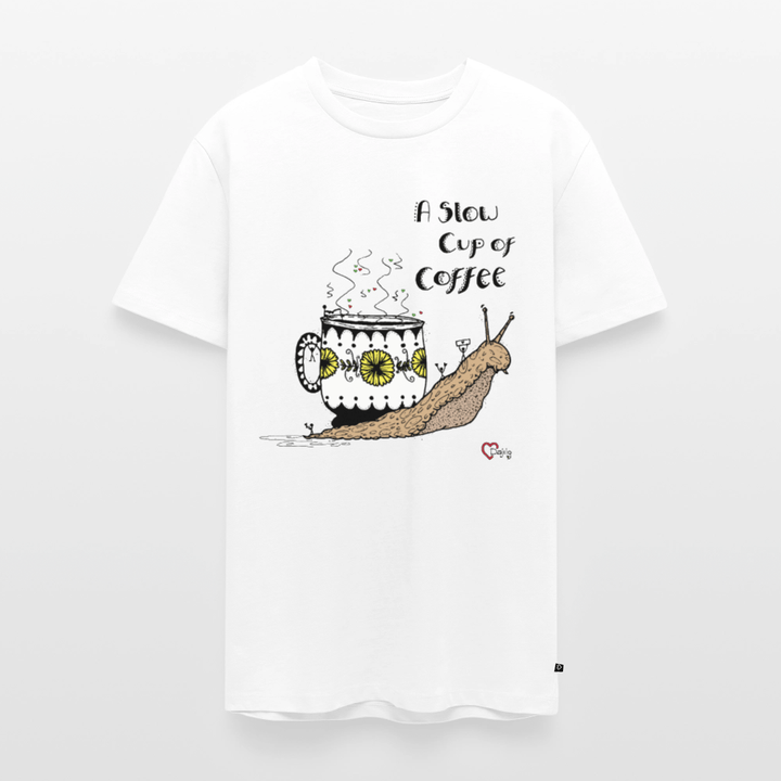 A Slow Cup of Coffee Snegl - Eksklusiv Herre T-shirt - Herre premium T-shirt - hvid - Dajlig