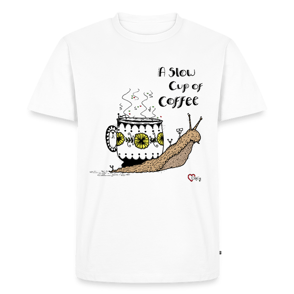 A Slow Cup of Coffee Snegl - Eksklusiv Herre T-shirt - Herre premium T-shirt - hvid - Dajlig