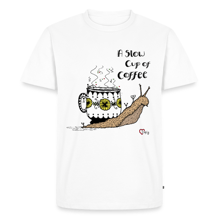A Slow Cup of Coffee Snegl - Eksklusiv Herre T-shirt - Herre premium T-shirt - hvid - Dajlig