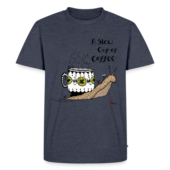 A Slow Cup of Coffee Snegl - Eksklusiv Herre T-shirt - Herre premium T-shirt - jeansblå - Dajlig