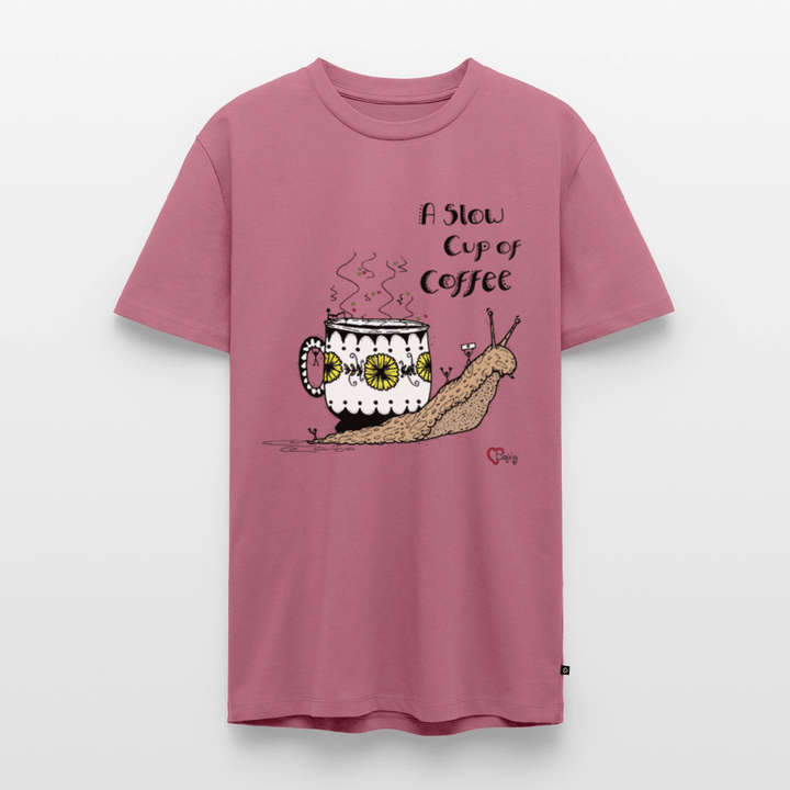 A Slow Cup of Coffee Snegl - Eksklusiv Herre T-shirt - Herre premium T-shirt - mauve - Dajlig