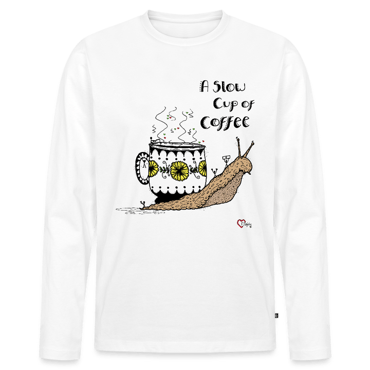 A Slow Cup of Coffee Snegl - Herre Langærmet Trøje - Premium langærmet Herre - T-shirt - hvid - Dajlig