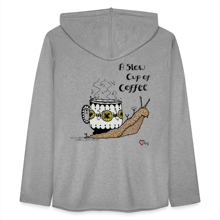 A Slow Cup of Coffee Snegl - Let Unisex hættetrøje - Let sweatshirt med hætte, unisex - grå meleret - Dajlig.dk