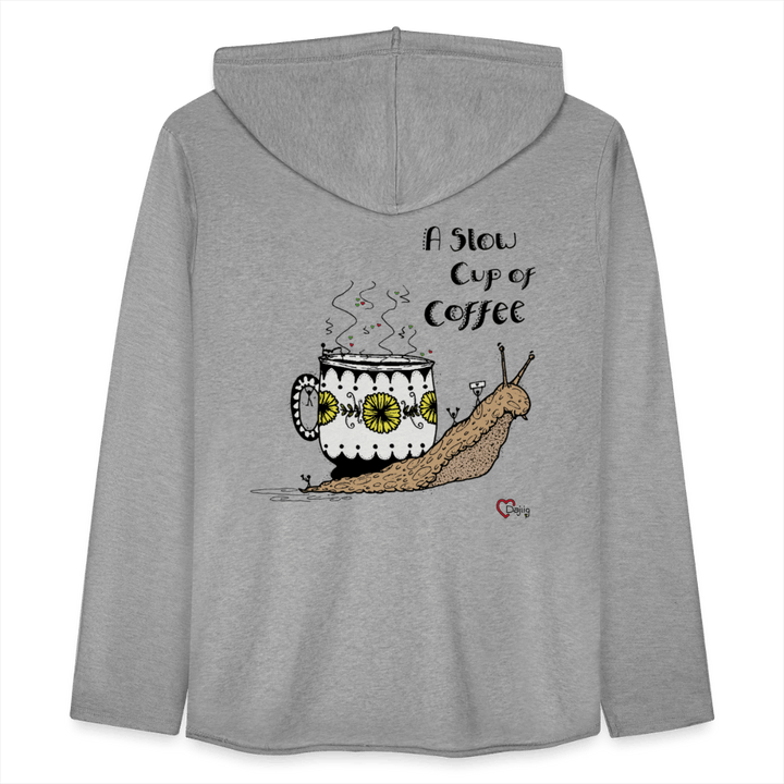 A Slow Cup of Coffee Snegl - Let Unisex hættetrøje - Let sweatshirt med hætte, unisex - grå meleret - Dajlig