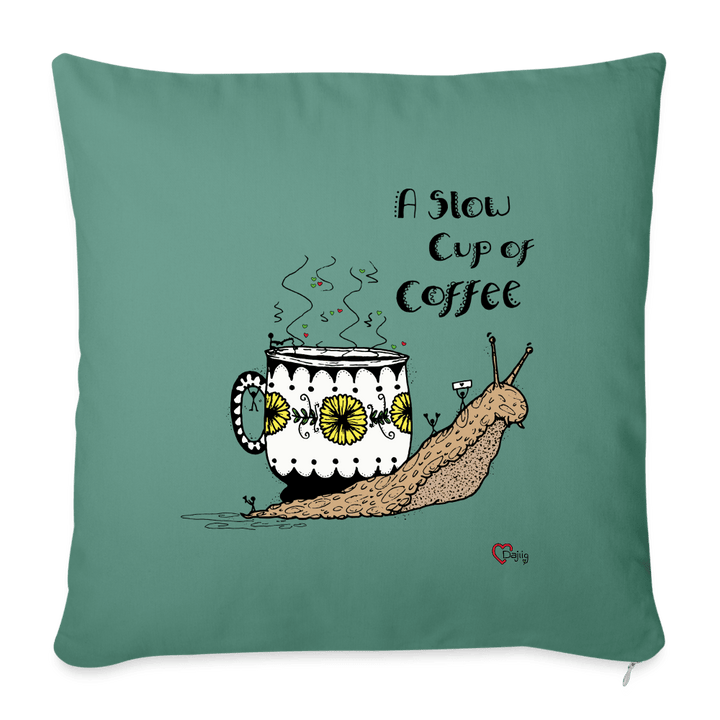 A Slow Cup of Coffee Snegl - Sofapude betræk - Pudebetræk 45 x 45 cm - grangrøn - Dajlig.dk