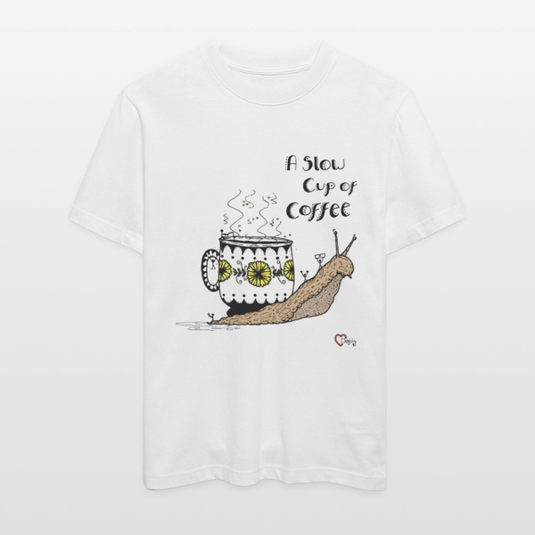 A Slow Cup of Coffee Snegl - Unisex T-shirt - Stanley/Stella Relaxed Fit økologisk unisex - T-shirt Sparker - hvid - Dajlig