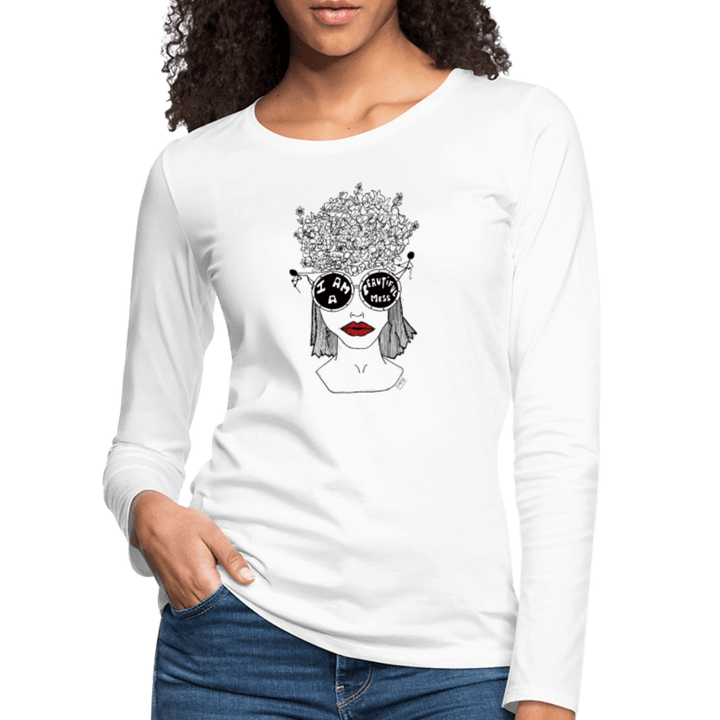 ADHD A Beautiful Mess - Dame langærmet trøje - Dame premium T-shirt med lange ærmer - hvid - Dajlig